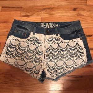 Lace Denim Shorts